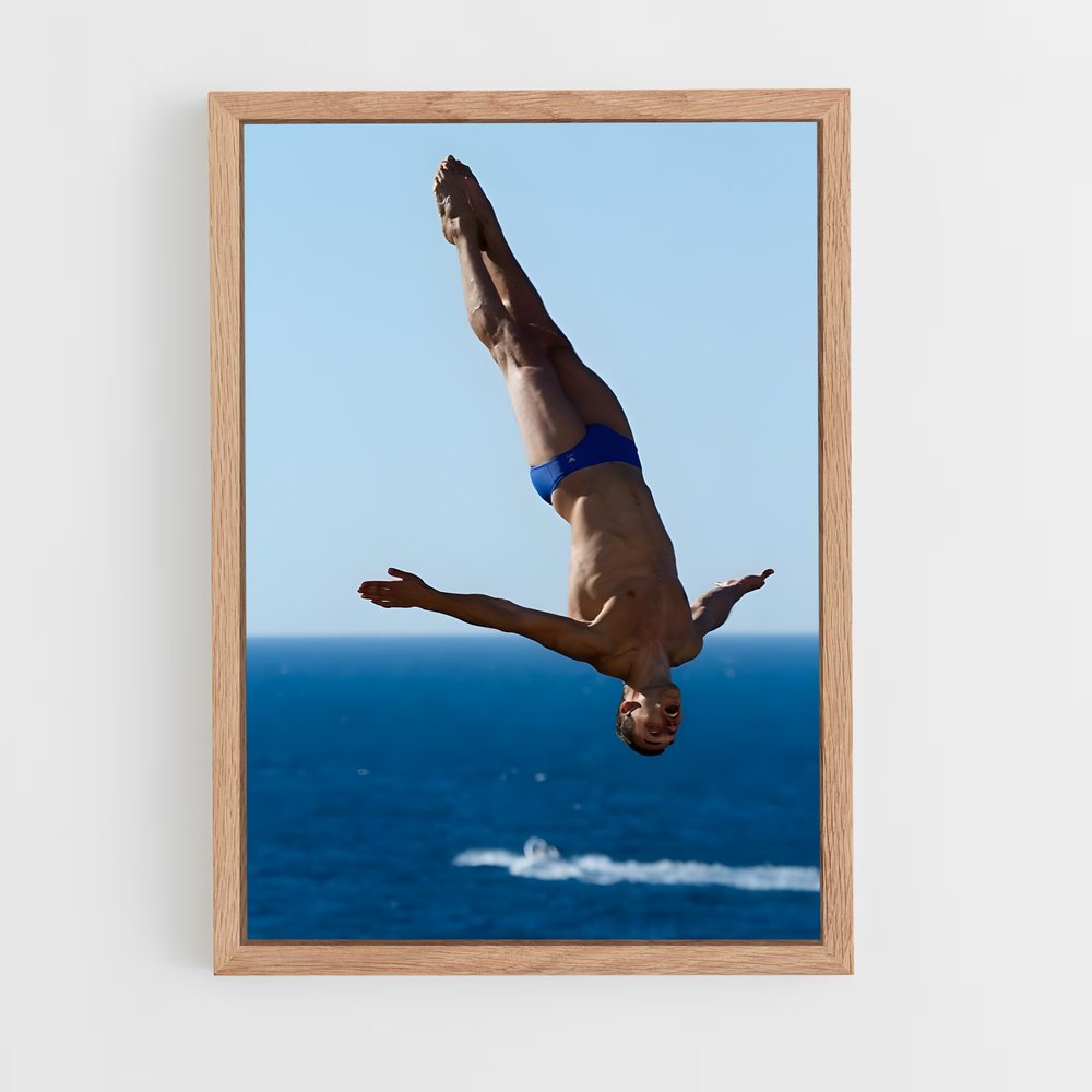Poster Plongée Émeraude – affiche Plongeon depuis une plateforme (vue 4)